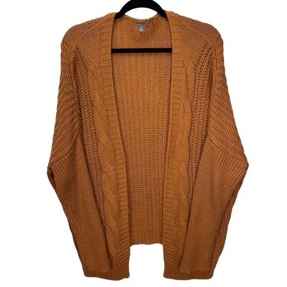 CHARLOTTE RUSSE Women's CABLE KNIT CARDIGAN SWEATER Rust Orange Size LARGE - Picture 1 of 4